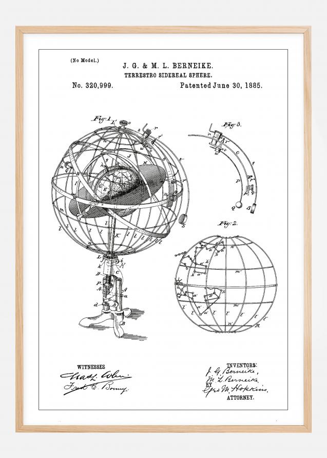 Dibujo de patente - Modelo astronómico - Blanco Póster