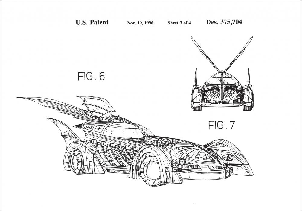 Dibujo de patente - Batman - Batmobile 1996 III Pster