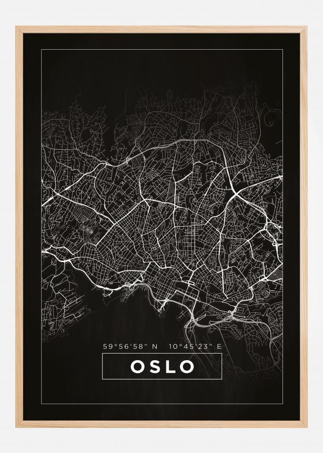 Mapa - Oslo - Negro Póster