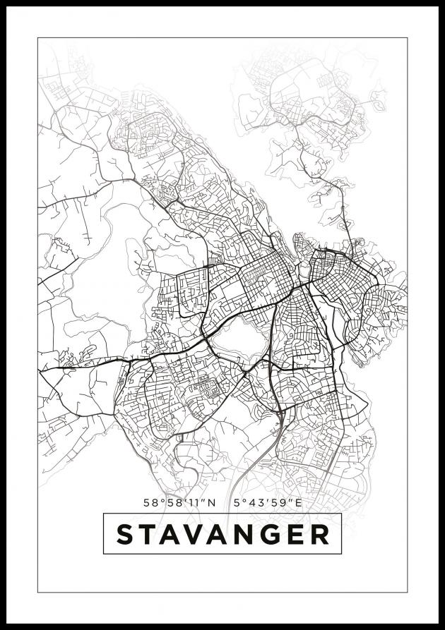 Mapa - Stavanger - Cartel blanco