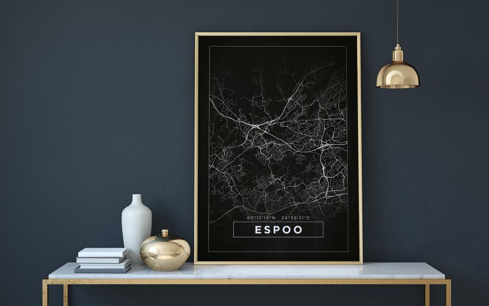 Mapa - Espoo - Cartel Negro