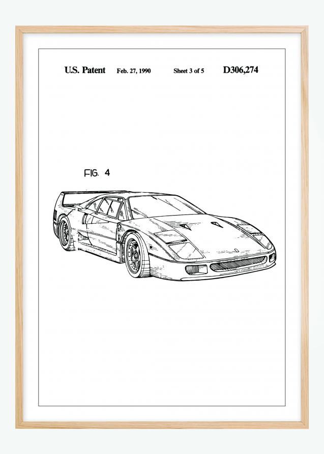 Dibujo de patente - Ferrari F40 II Póster