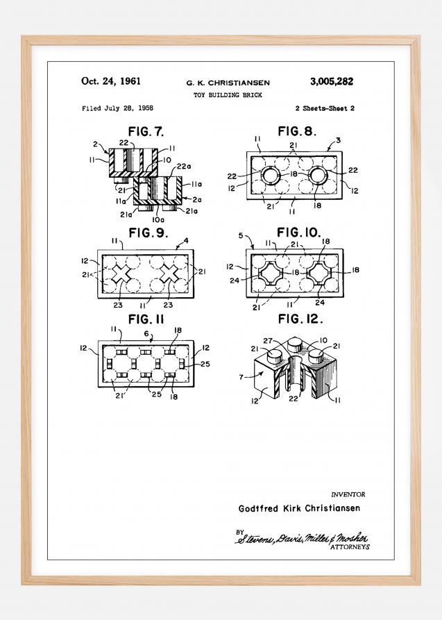 Patent Print - Lego Block II - White Póster