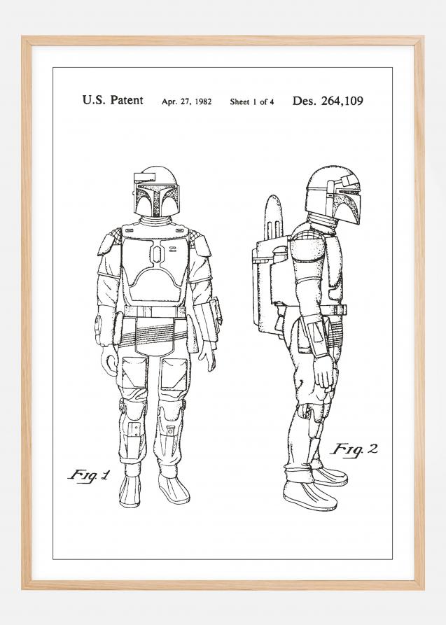 Dibujo de patente - Star Wars - Boba Fett - Blanco Póster