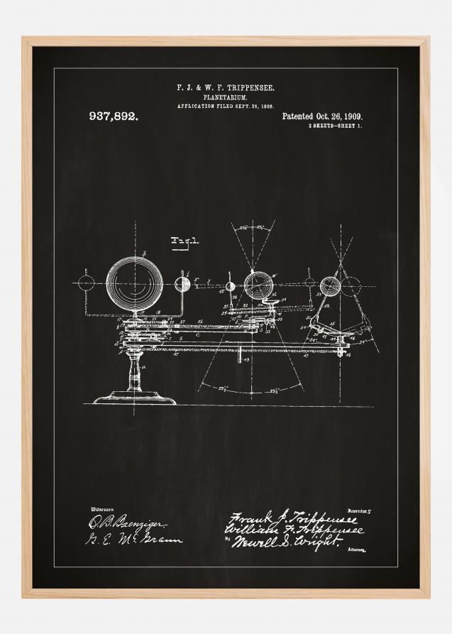 Dibujo de patente - Planetario - Negro Póster