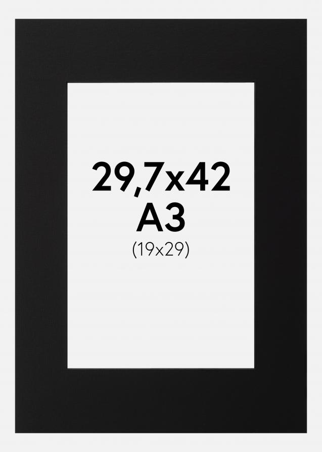 Paspartú Negro (Borde interior negro) 29,7x42 cm (A3) (19x29)