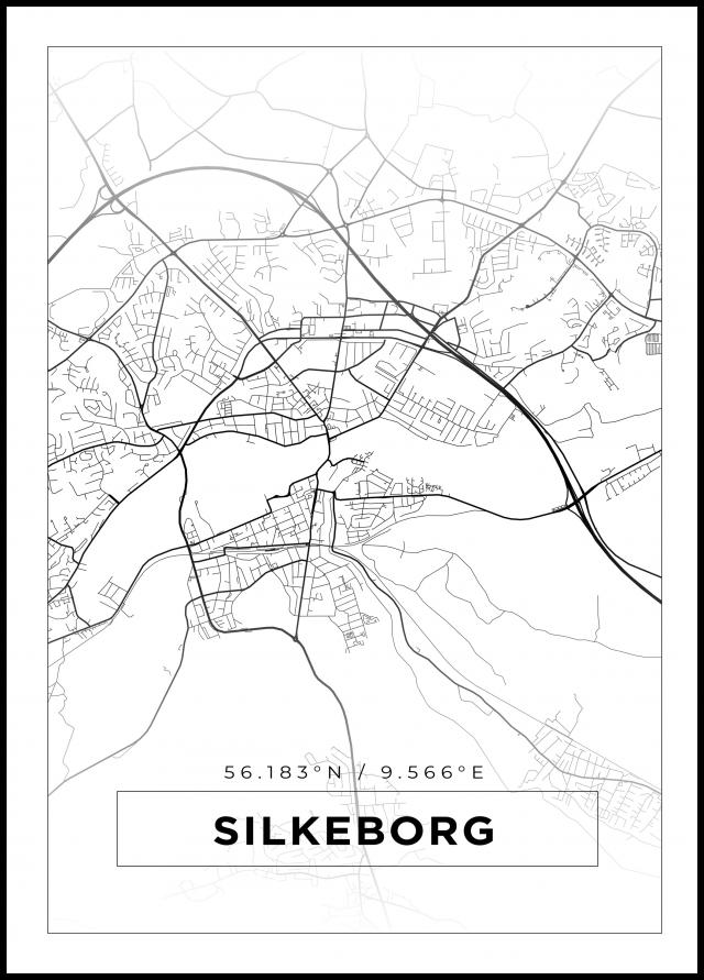 Mapa - Silkeborg - Cartel Blanco