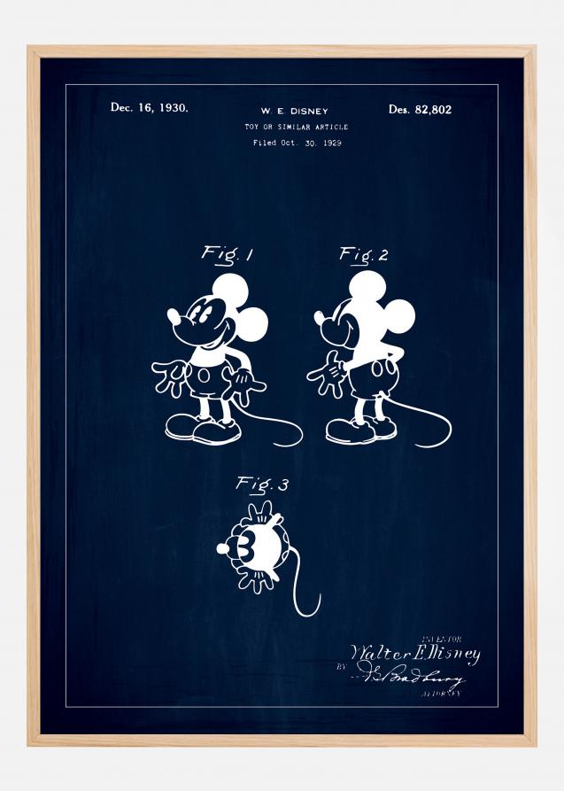 Dibujo de patente - Disney - Mickey Mouse - Azul Póster