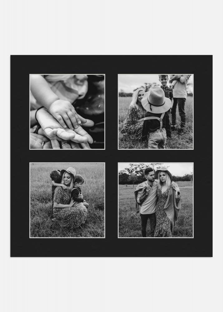 Paspart Negro 30x30 cm - Collage 4 Fotos (11x11 cm)