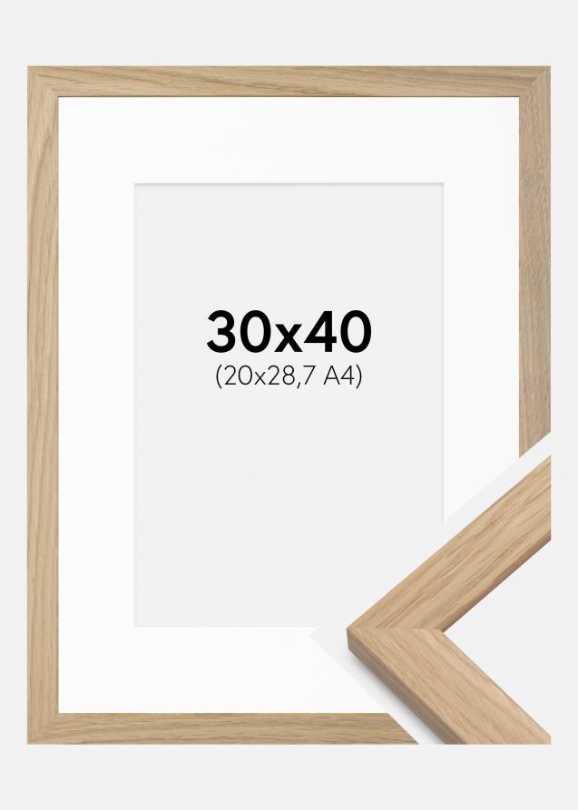 Marco Oak Wood 30x40 cm - Paspartú Blanco 21x29,7 cm (A4)