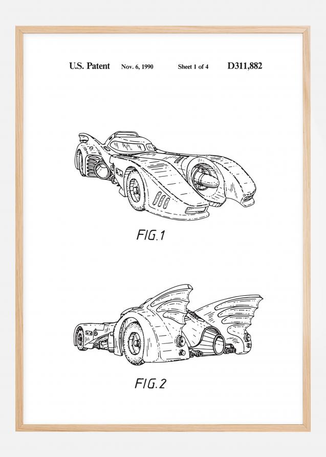 Dibujo de patente - Batman - Batmobile 1990 I Póster