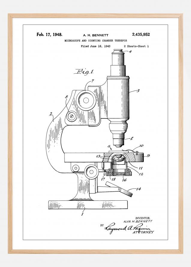 Patent Print - Microscope - White Póster