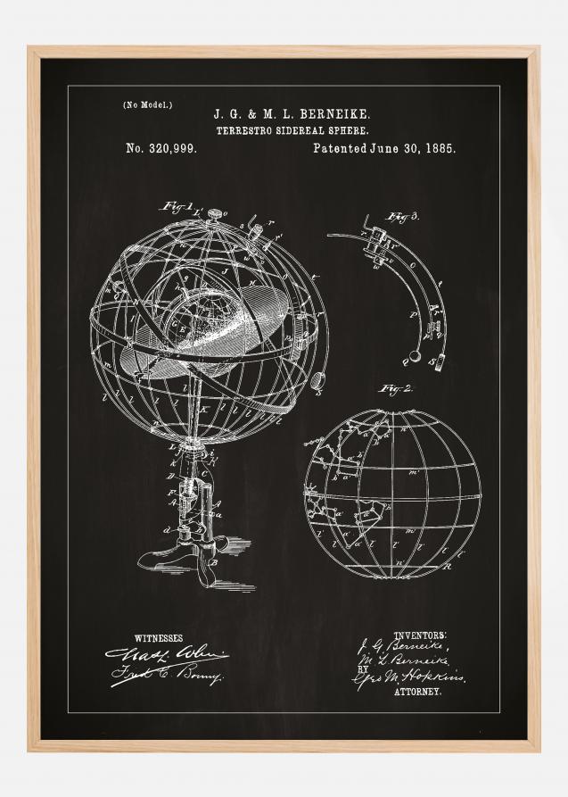 Dibujo de patente - Modelo astronómico - Negro Póster