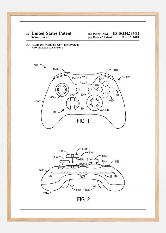 Patent Print - Game Controller III - White Póster