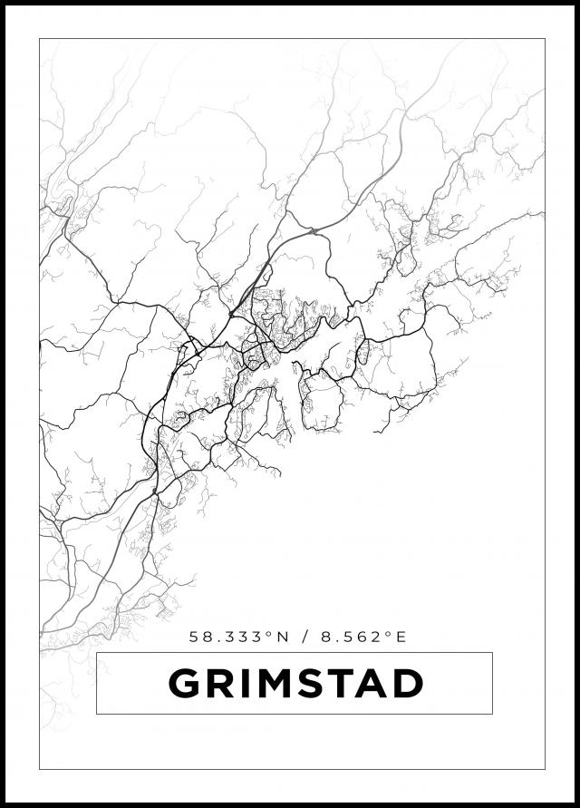 Mapa - Grimstad - Cartel Blanco