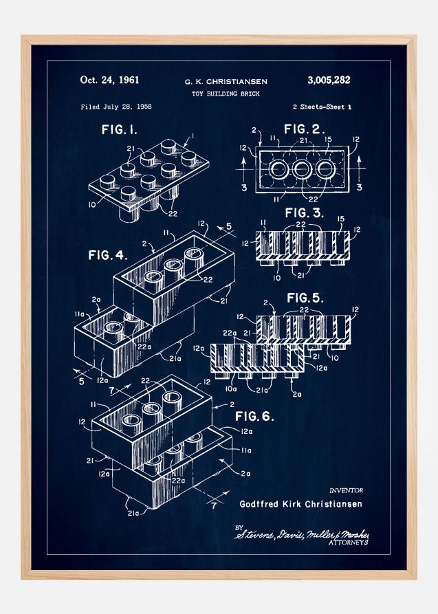 Patent Print - Lego Block I - Blue Póster