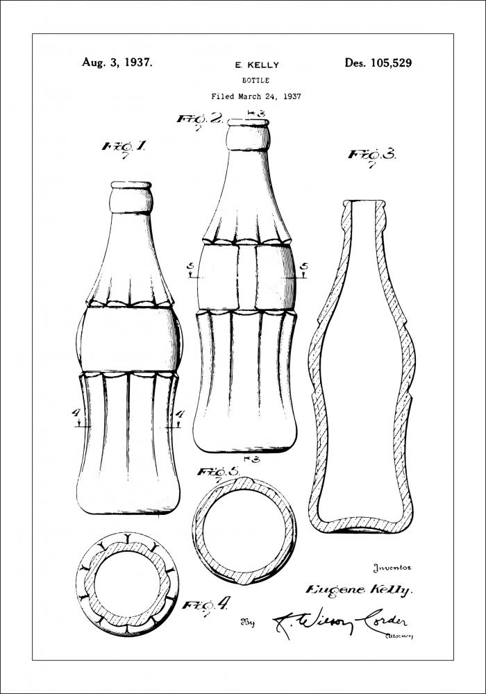 Dibujo de patente - Botella de coca-cola Pster