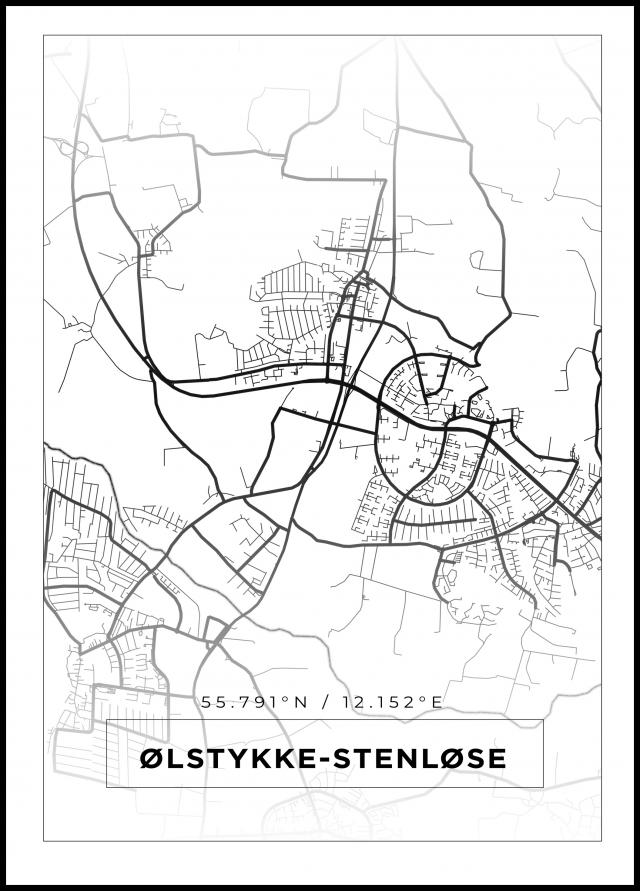 Mapa - Ølstykke-Stenløse - Cartel blanco