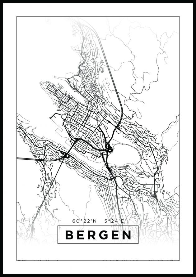 Mapa - Bergen - Cartel blanco