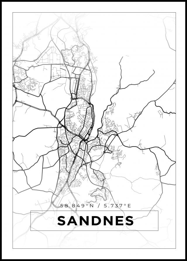 Mapa - Sandnes - Cartel Blanco