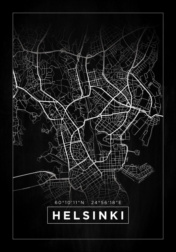 Mapa - Helsinki - Negro Pster