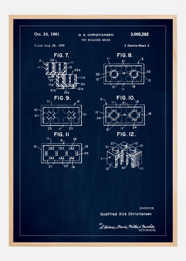 Patent Print - Lego Block II - Blue Póster
