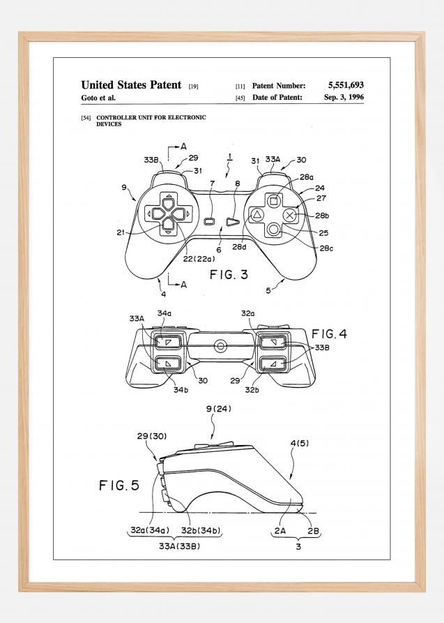 Patent Print - Game Controller II - White Póster