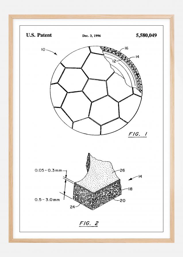 Patent Print - Football - White Póster