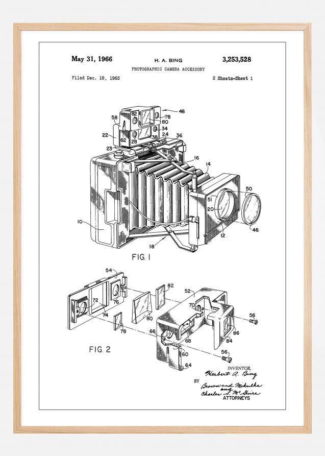 Patent Print - Photographic Camera - White Póster