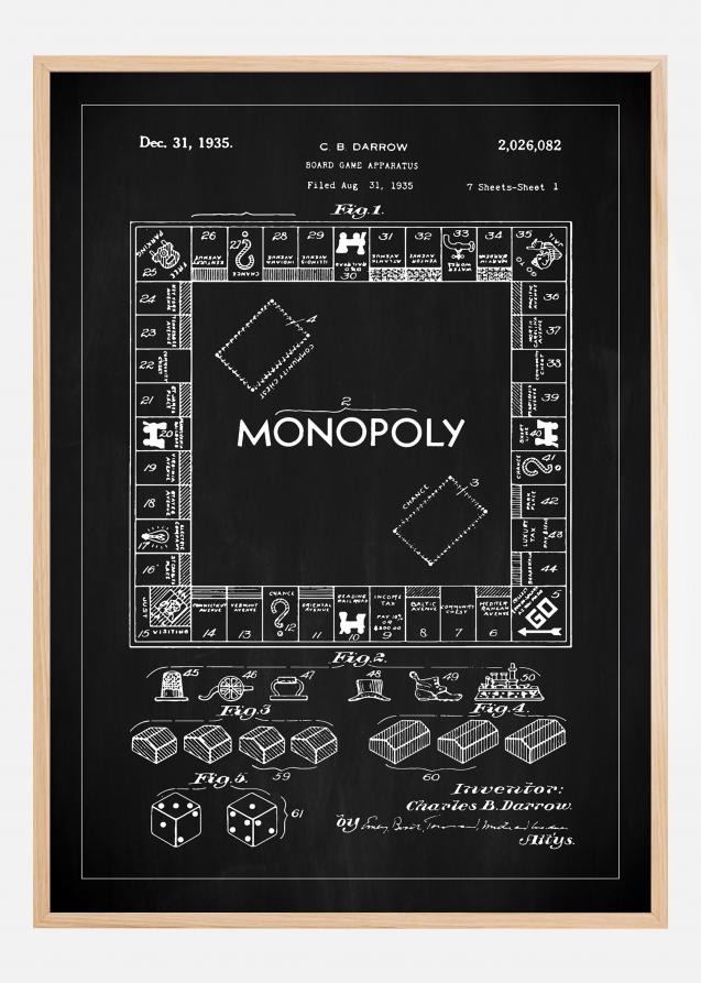 Dibujo de patente - Monopoly I - Negro Póster