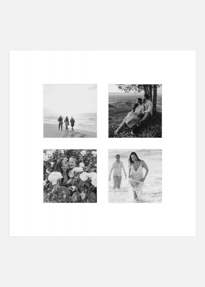 Paspart Blanco (Borde interior blanco) Collage 4 Fotos 40x40 cm