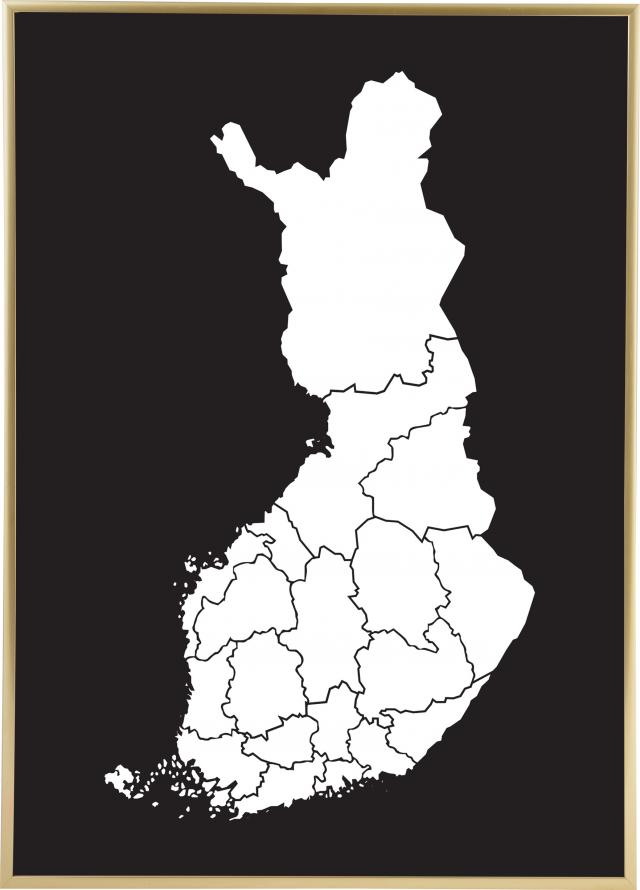 Mapa - Finland - Blanco Póster