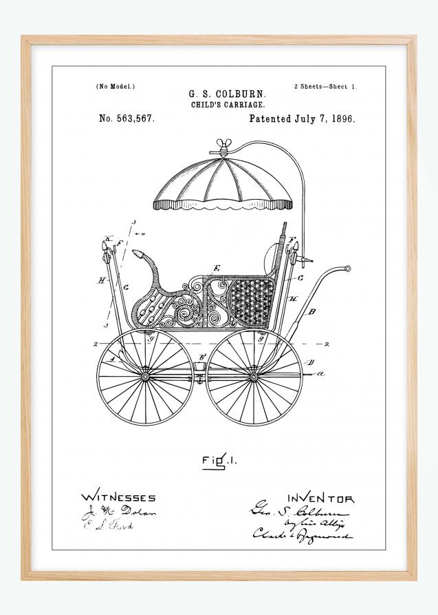 Dibujo de patente - Carrito de bebé I Póster