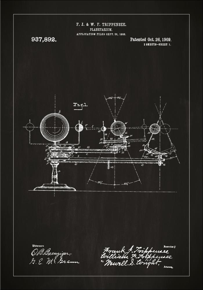 Dibujo de patente - Planetario - Negro Pster