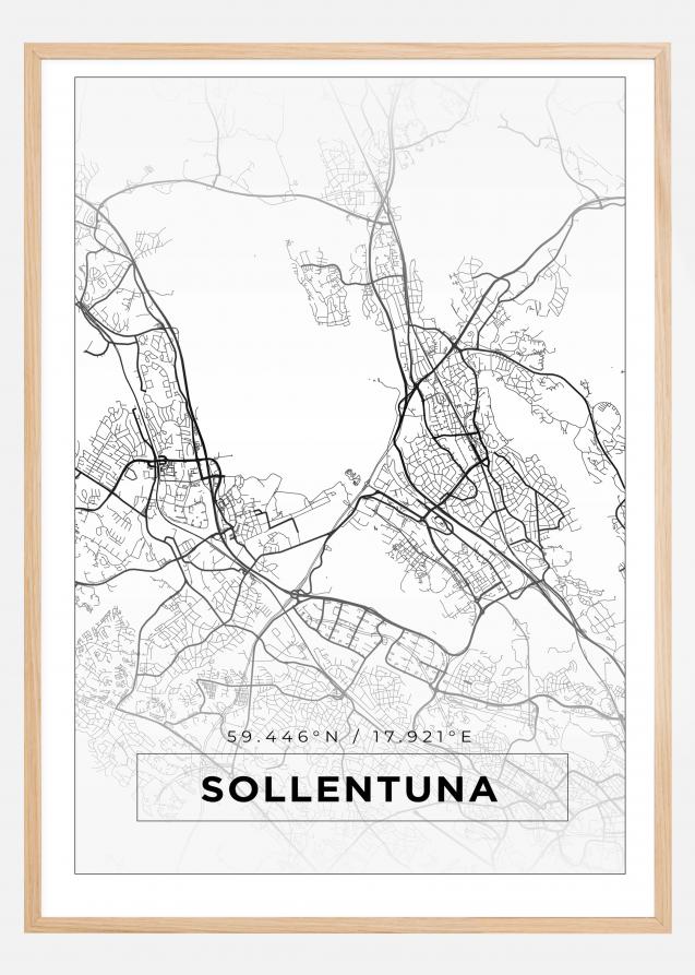 Mapa - Sollentuna - Cartel Blanco