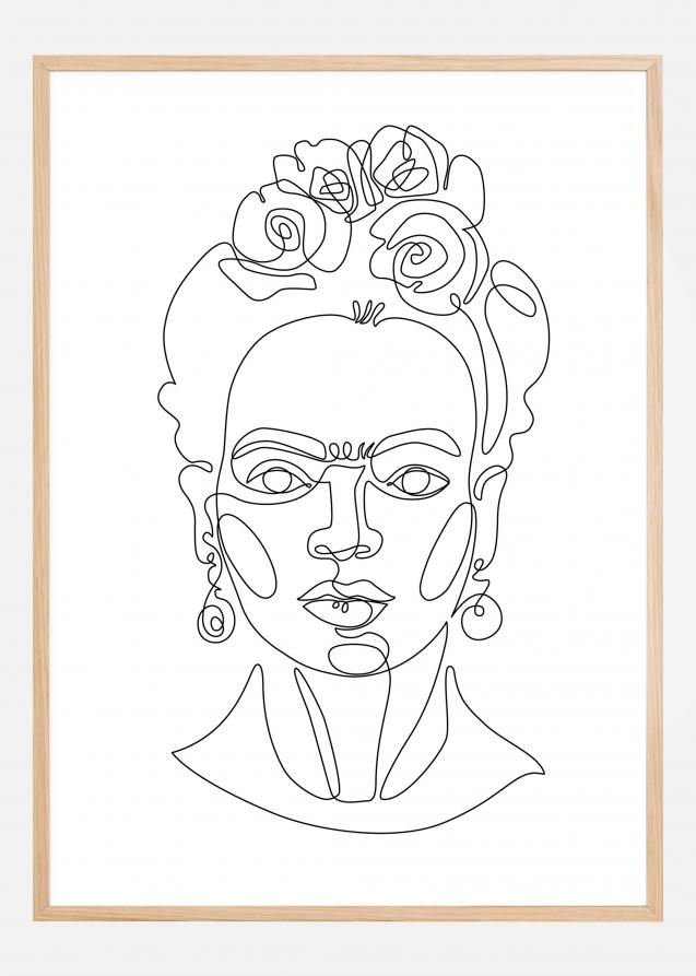 Frida Kahlo - Thin Line Art Póster