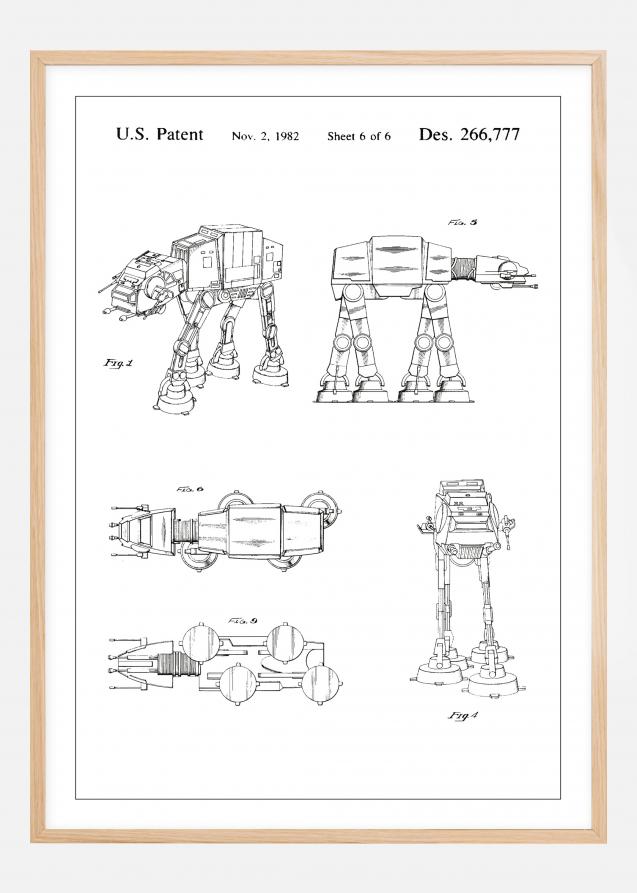 Dibujo de patente - Star Wars - Walker - Blanco Póster