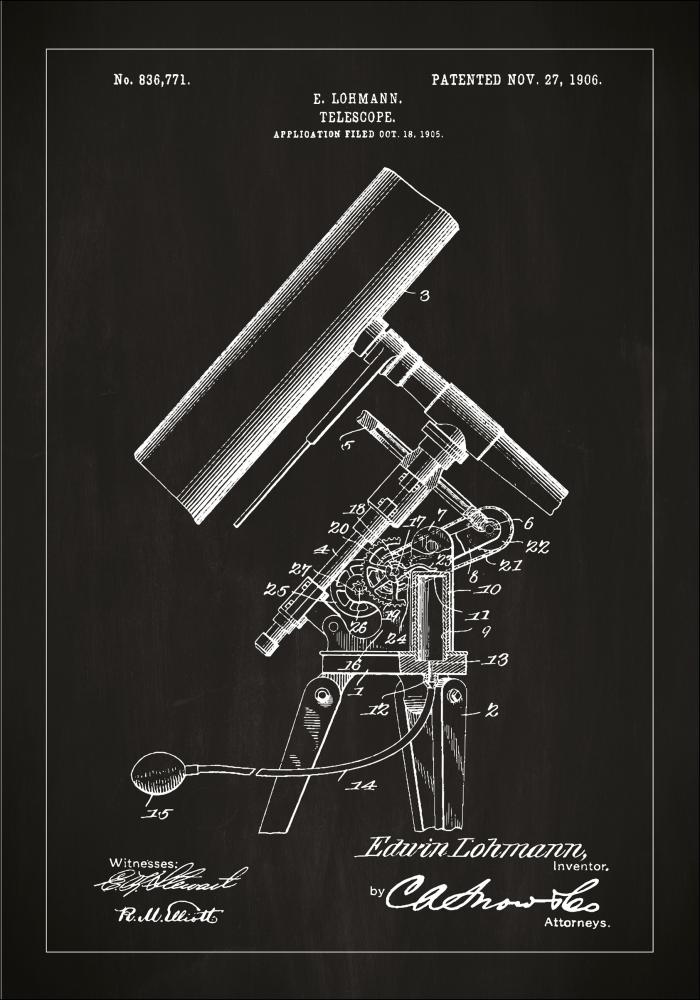 Dibujo de patente - Telescopio - Negro Pster