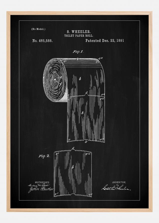 Patent Print - Toilet Paper Roll - Black Póster