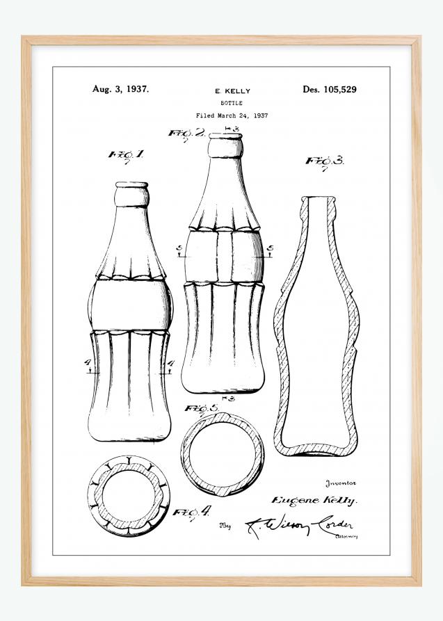 Dibujo de patente - Botella de coca-cola Póster
