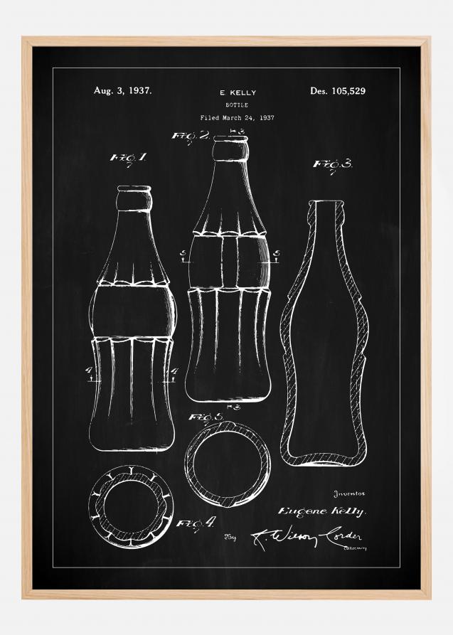 Dibujo de patente - Botella de coca-cola - Negro Póster