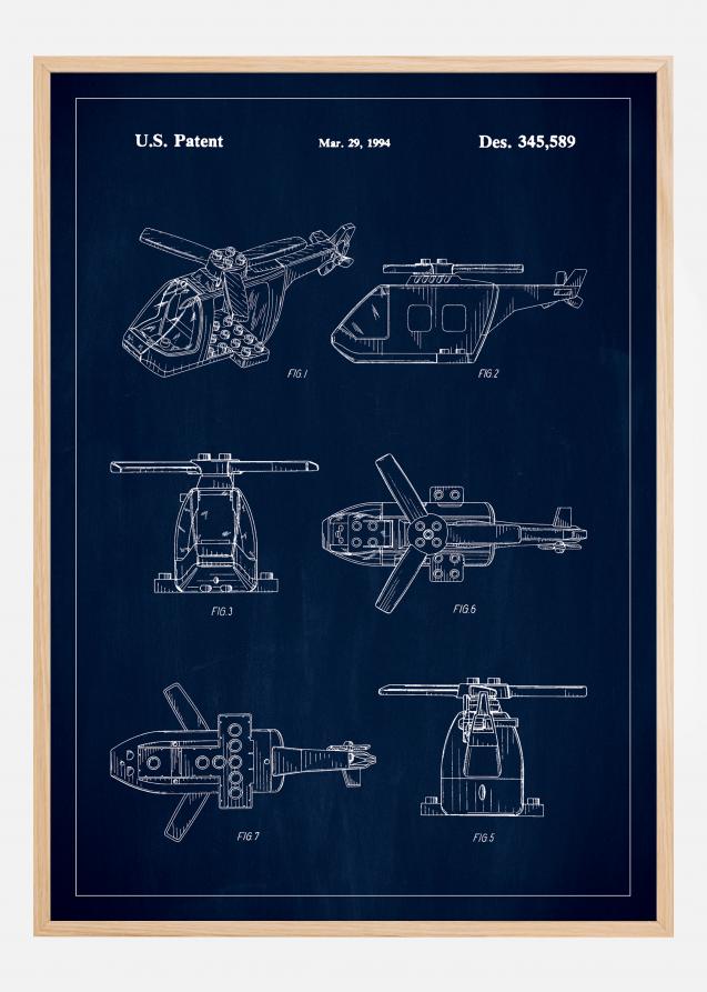 Patent Print - Lego Helicopter - Blue Póster