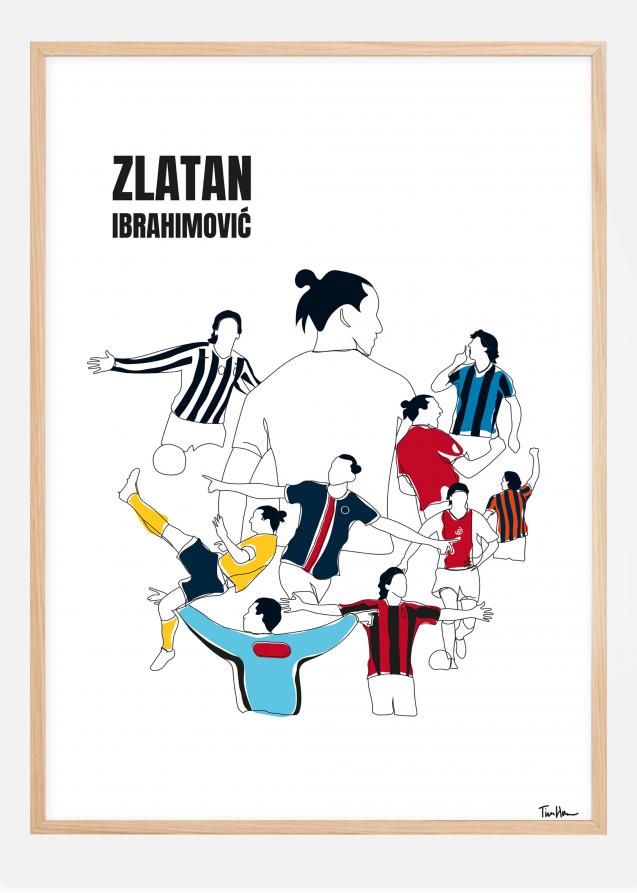 History Of Zlatan With Name And-Colours Póster