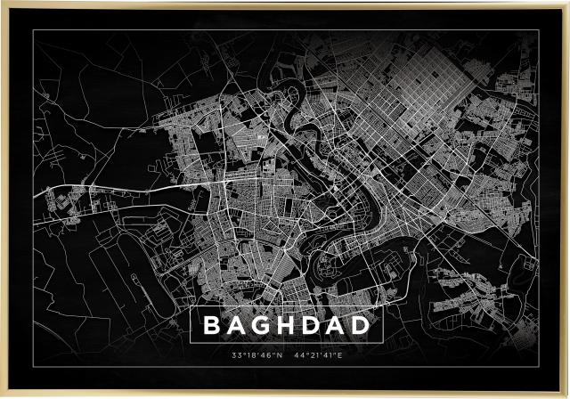 Mapa - Baghdad - Negro Póster