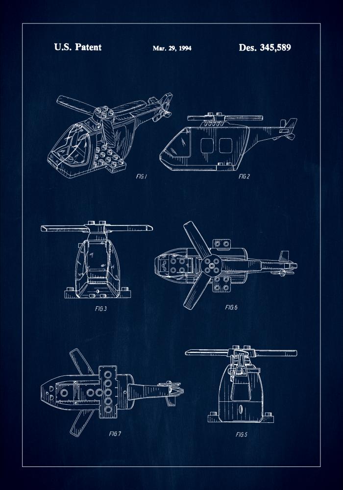 Patent Print - Lego Helicopter - Blue Pster