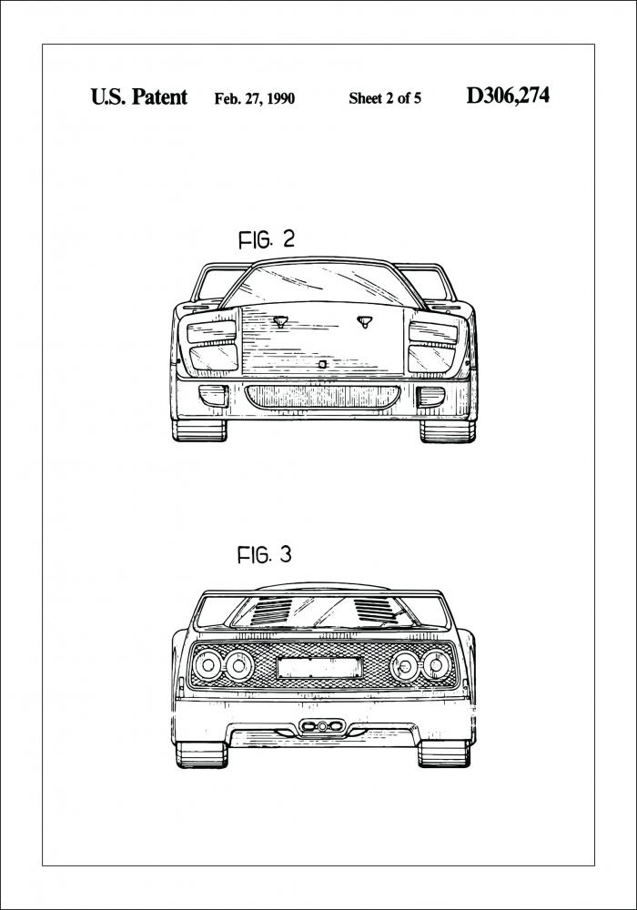 Dibujo de patente - Ferrari F40 III Pster