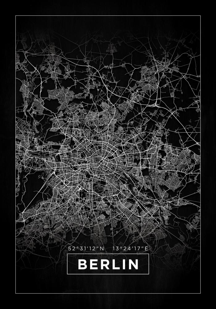 Mapa - Berlin - Negro Pster