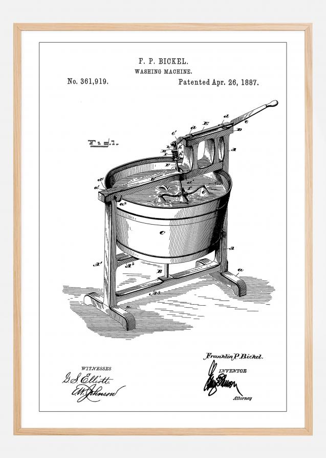Patent Print - Washing Machine - White Póster