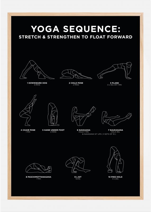 Yoga Sequence - Stretch & Strengthen To Float Forward - Black Póster
