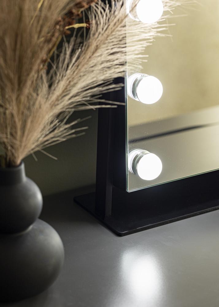 KAILA Espejo tocador Soft Corner LED Negro 60x52 cm
